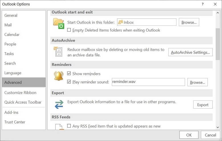 Click the AutoArchive Settings button