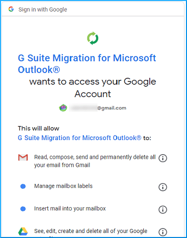 GSMMO tool will ask for your permission to access your Google account