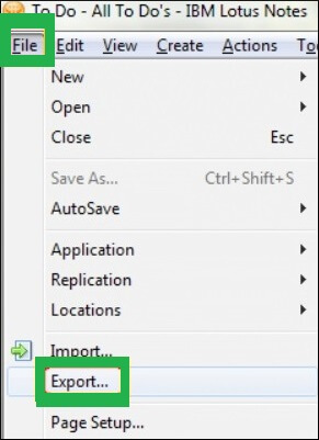 Choose Export from the list