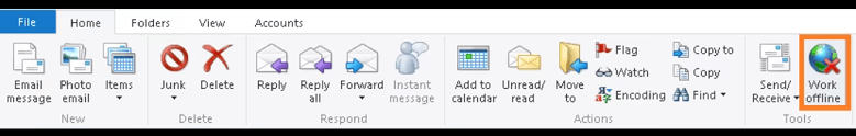 Click on Work Offline at the top right corner of screen