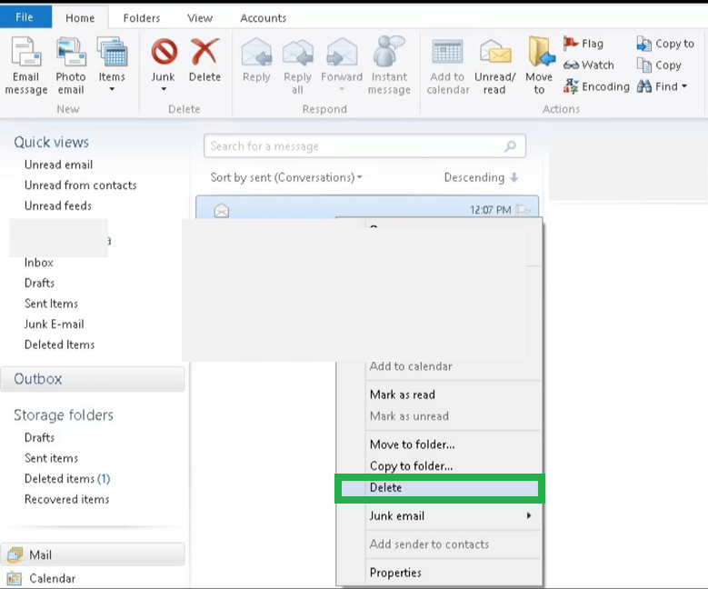 Click on these email messages and select Delete option to remove it