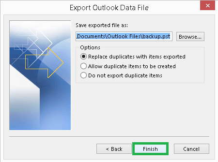 Select a location using the Browse button to save the file