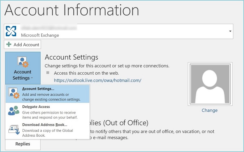 Choose Account Settings and Account Settings