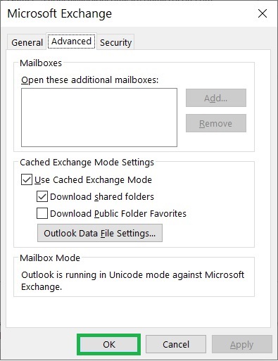 Cached Exchange mode to download shared folders and public folders