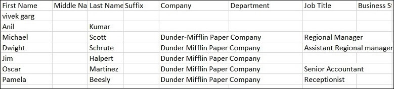 A CSV file will be created