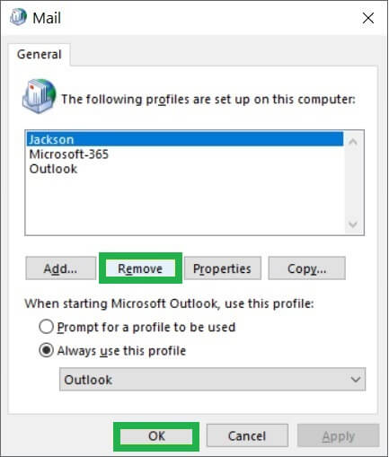 Choose the redundant profile and click Remove