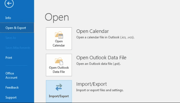 Selects the Open & Export option