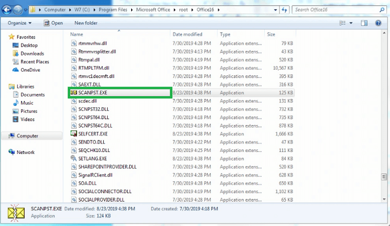 Double click the scanpst.exe file to launch the inbuilt utility tool.