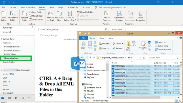 Drag and drop all the EML format files into this folder