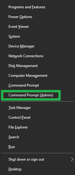 Select Command Prompt (Admin) button