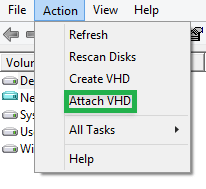Select Attach VHD