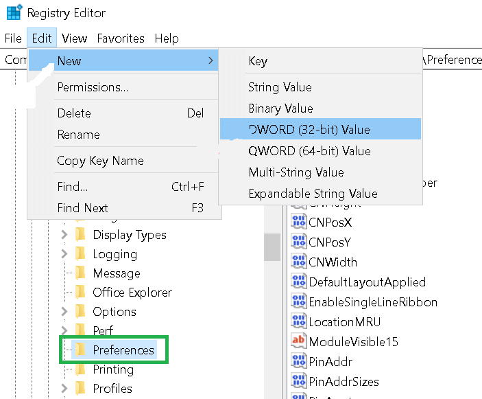 Creating a new item in the registry