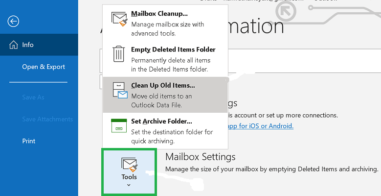 Select Clean up old items
