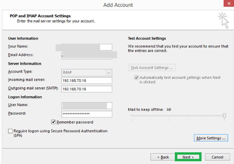 Add, account page check your information again