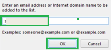 Add an email address you know is a safe sender and click OK