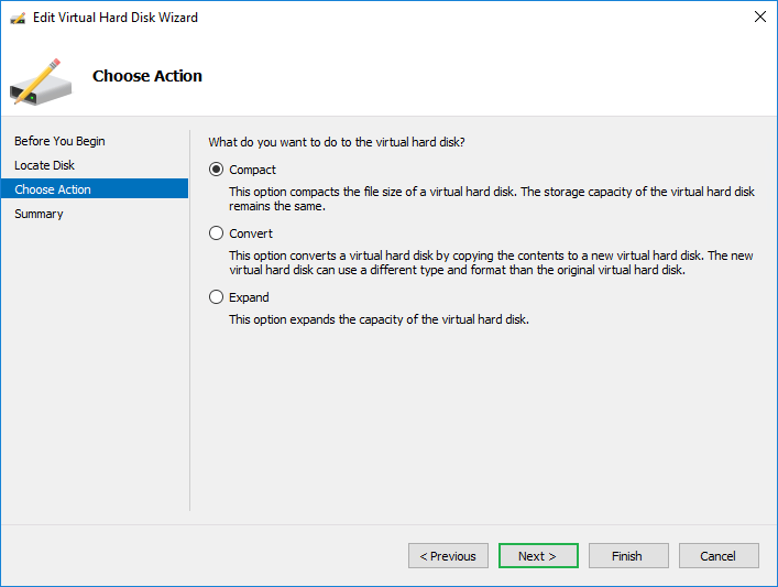 Click on the Compact option