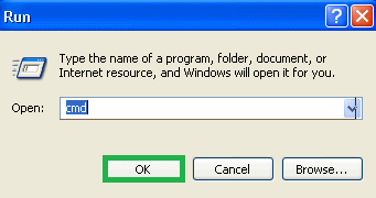 Start button type cmd