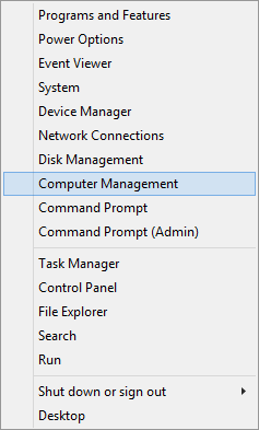 Press Windows+X to select Computer Management
