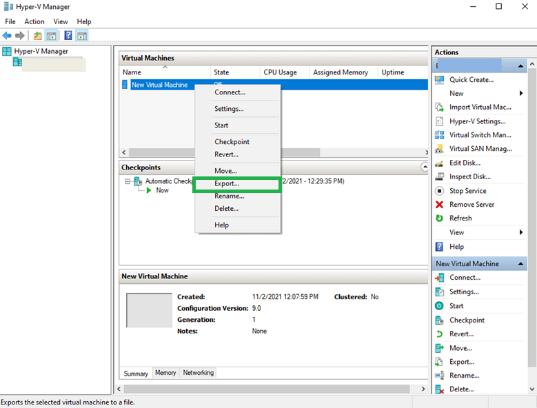 Launch the Hyper-V manager