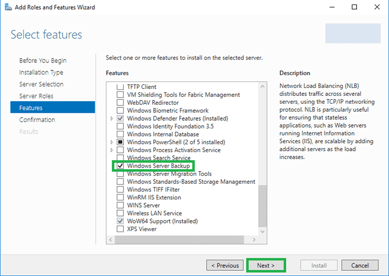 Navigate Windows Server Backup