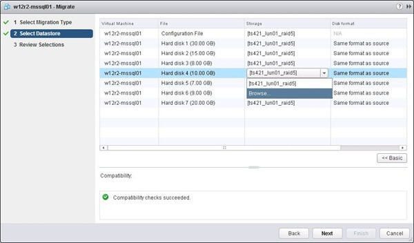 Storage field of each disk click on it to change 