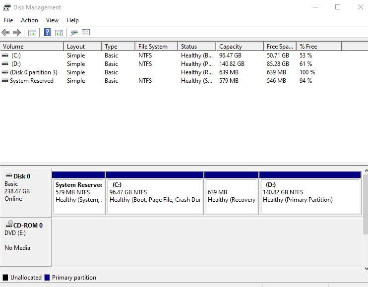 Type Disk Management and click enter