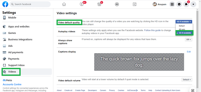 Select the HD if available option