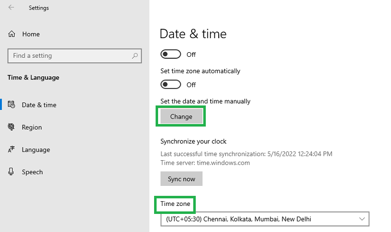 Set the date, time, language, and zone