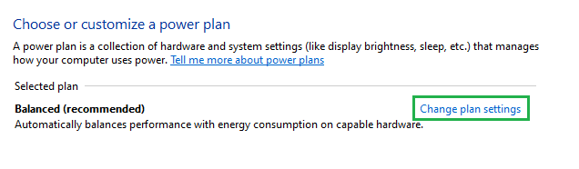 Click on the Change plan settings