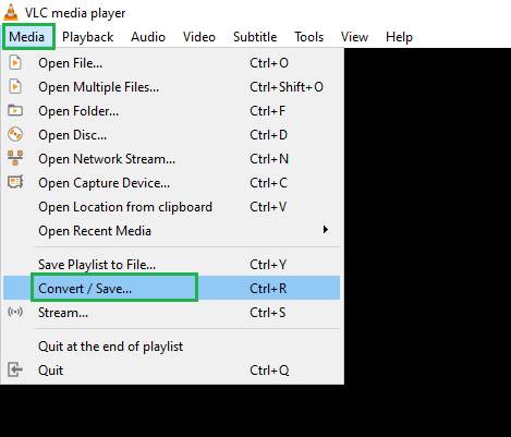 Navigate to Media and Convert/Save