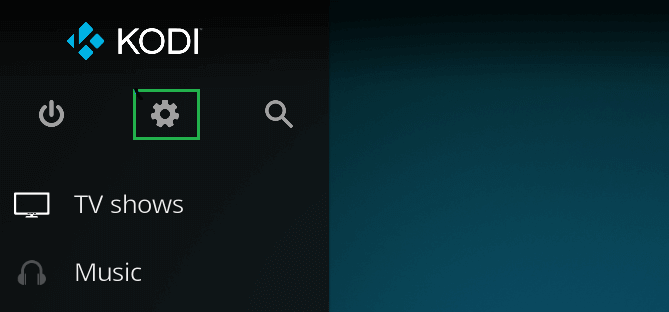 After running the Kodi app, click on the Gear icon.