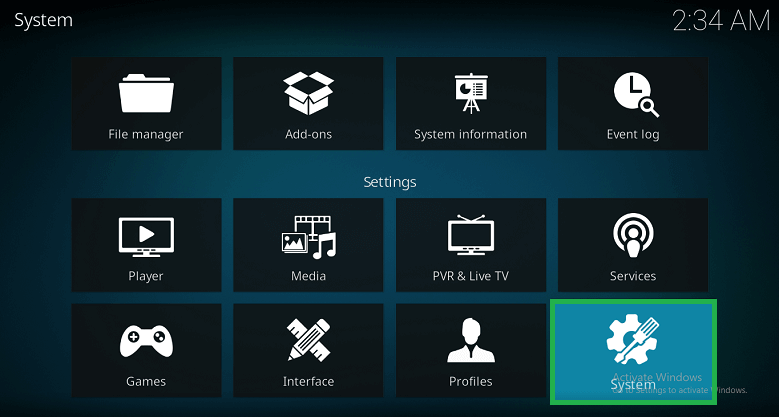 Find and tap the System option from the displayed screen.