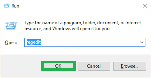 Enter regedit in the search box