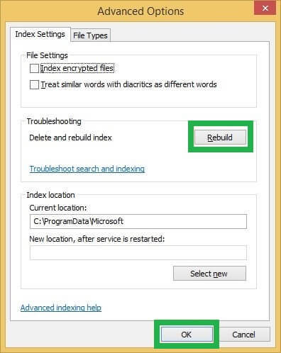 Click on the Rebuild option.