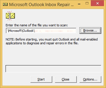 Click on the browse button to add the corrupt PST file.