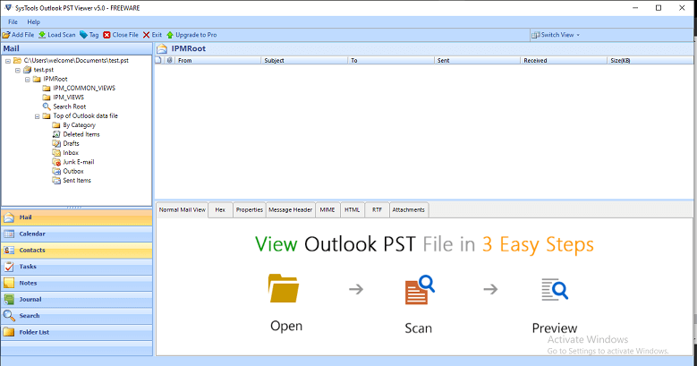 Now you can see everything (Mail, Task, Calendar, Contacts, etc.) under the Folder List.