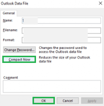 Click on Compact Now> OK.