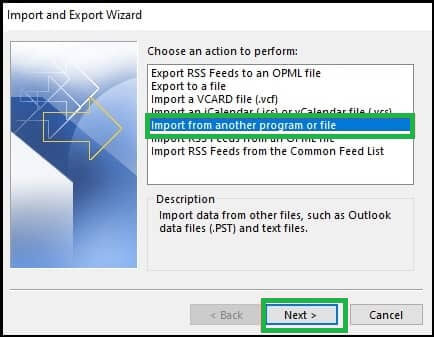 Choose Import from another program or file