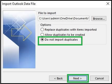 Opt for the option as per your requirement("Recommeds Do not import duplicates")