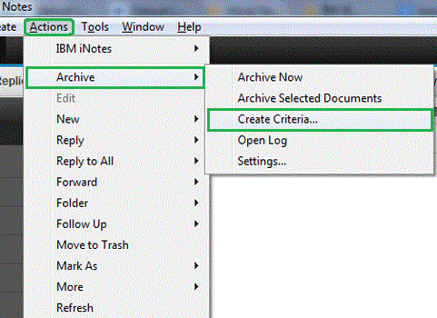 Select Actions tab> Archive> Create Criteria.