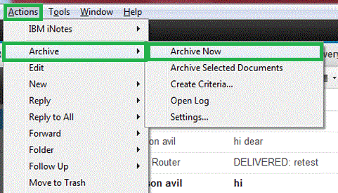 Click on the Actions tab on the menu bar, then to start archiving go to Archive> Archive Now.