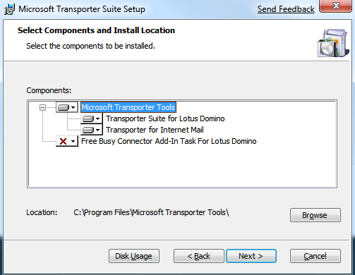 look under the Microsoft Transport Tools section on Select Components and Installation Page and click on Transporter for Internet Mail.