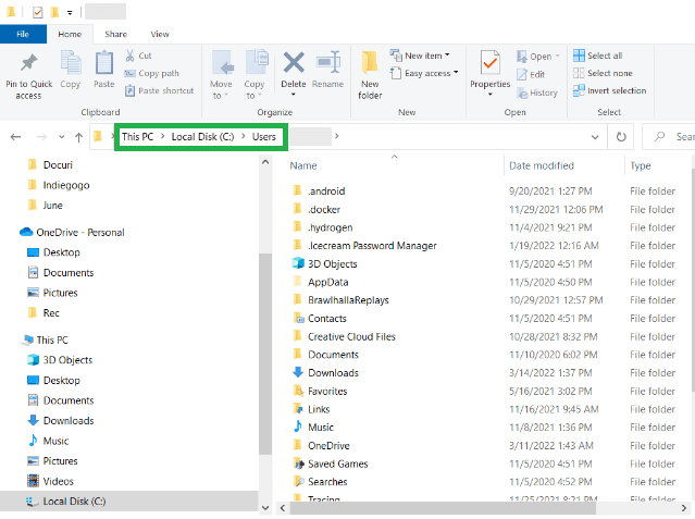 Go to the location mentioned to find the user profile- This PC\Local Disk C:\Users.