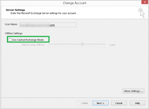 Untick the Use Cached Exchange Mode option.