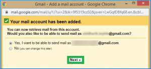 At last, you need to select:- Yes, I want to be able to send mail as username@gmail.com and click Next.