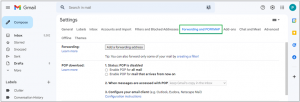 Choose the Forwarding and POP/IMAP sections in the opening wizard.