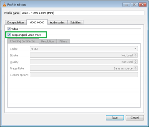 Move to the Audio codec tab and check the Audio and Keep original audio track option.
