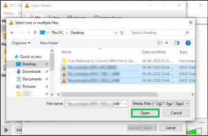 Select the MOV videos files .