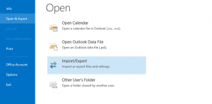 Click Open & Export and then go with the Import/Export.