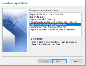 Choose “Import from another program or file”